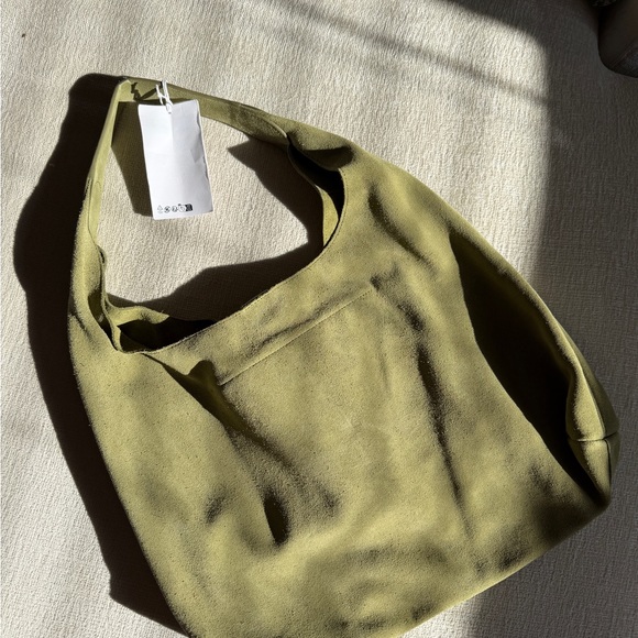 & Other Stories Large Suede Tote Bag in Green - Picture 10 of 13